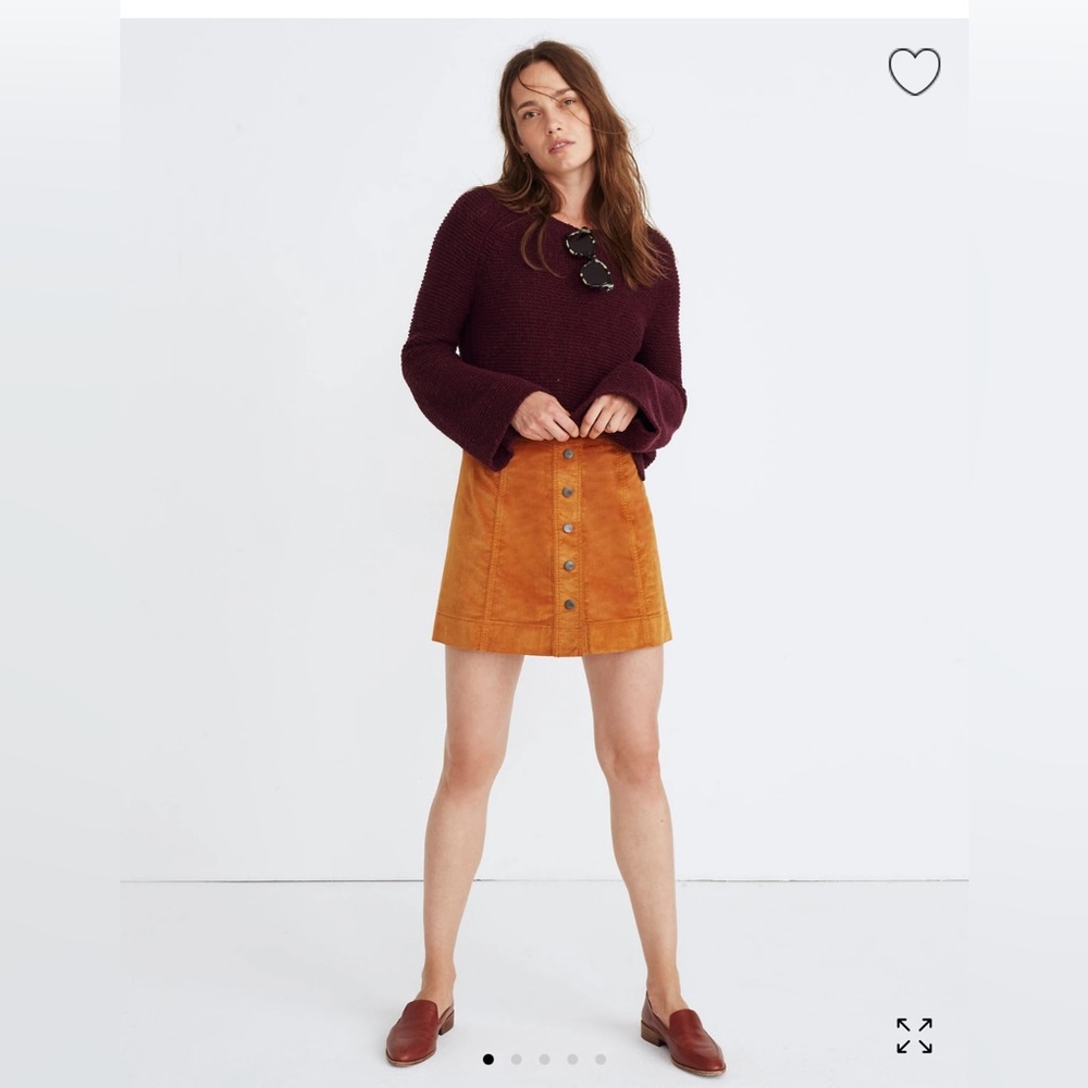 Madewell Velveteen A-Line Mini Skirt:Button Front Edition (Golden Pecan)